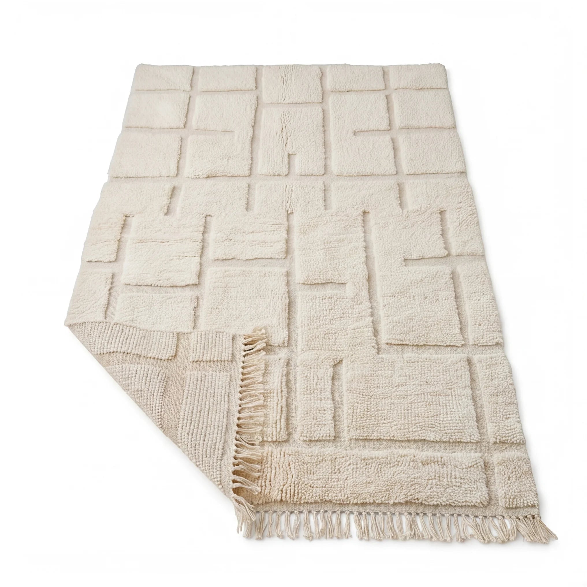 Tapis Béni Ouarain écru graphique épuré 150x240 cm