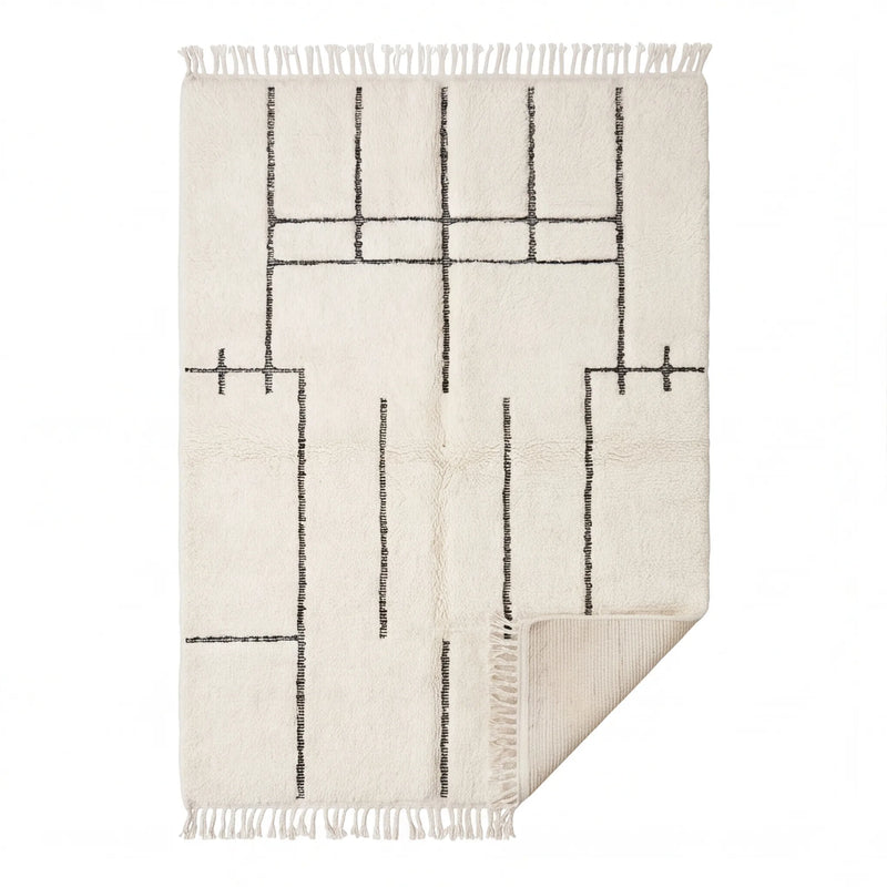 Tapis Béni Ouarain écru à motif géométrique 200x300 cm