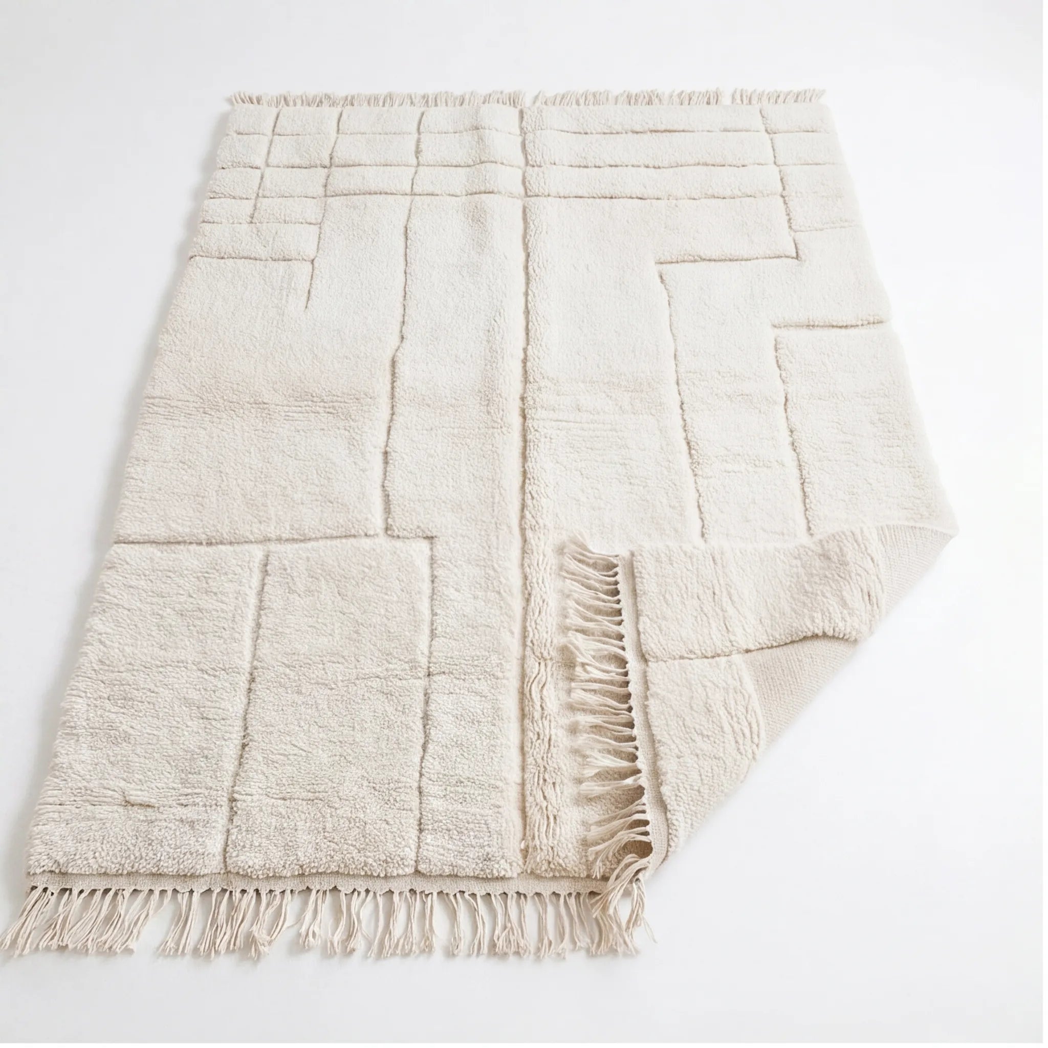 Tapis Béni Ouarain écru à lignes verticales 200x300 cm