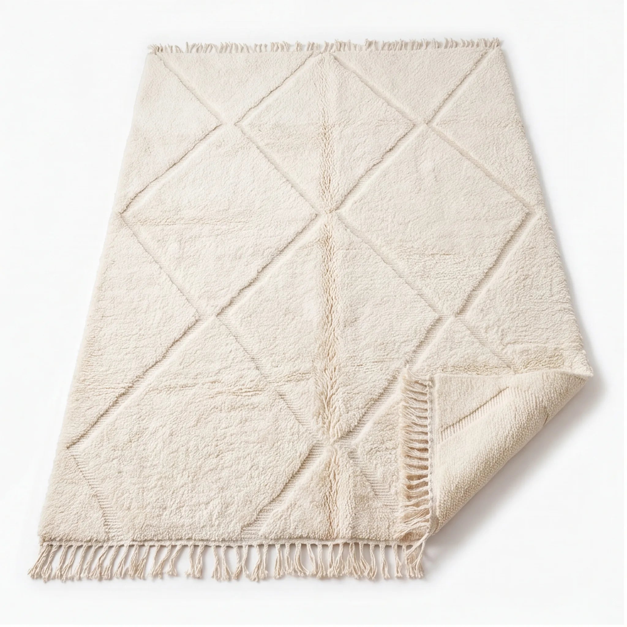 Tapis Béni Ouarain écru à grille graphique 200x300 cm