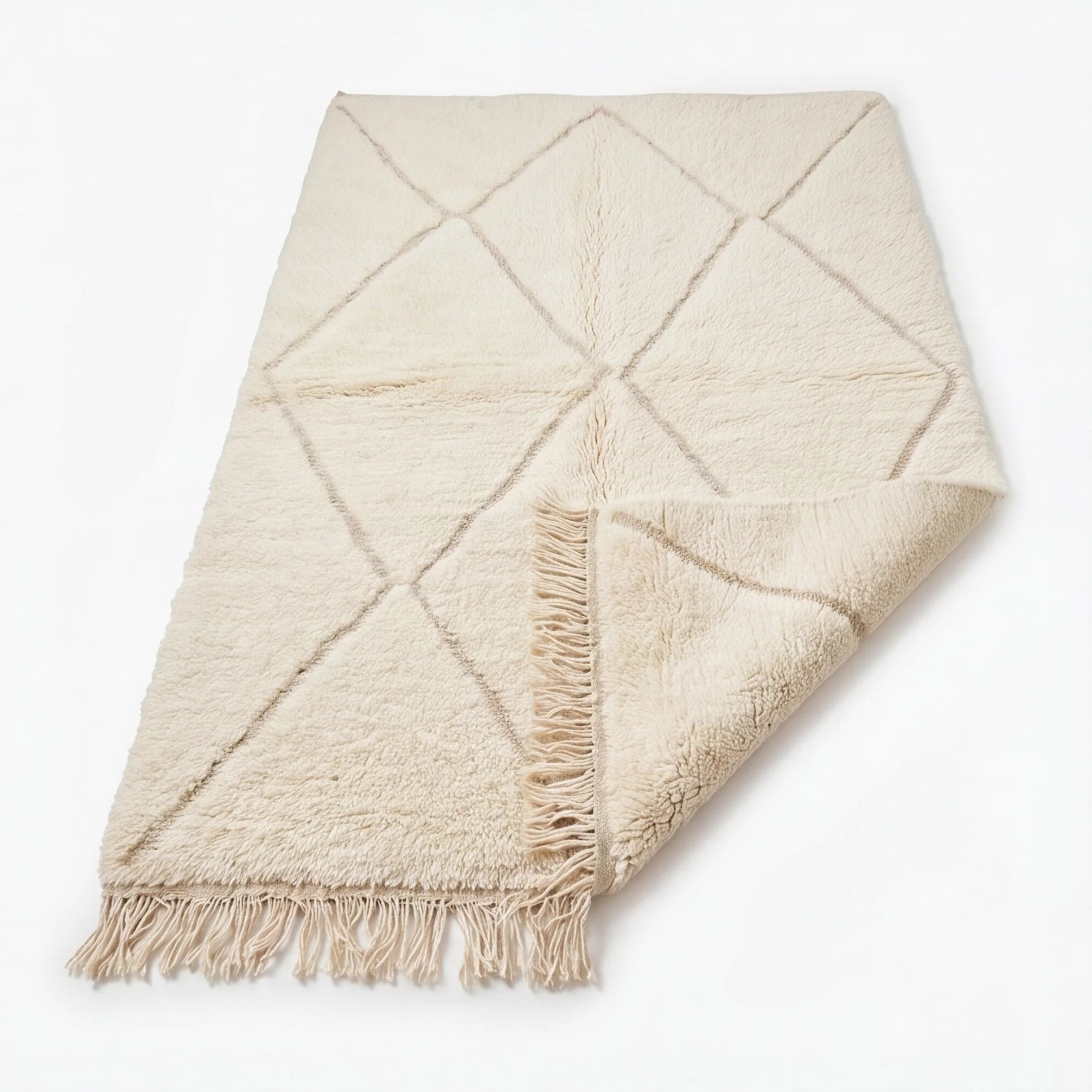 Tapis Béni Ouarain écru à losanges 150x240 cm