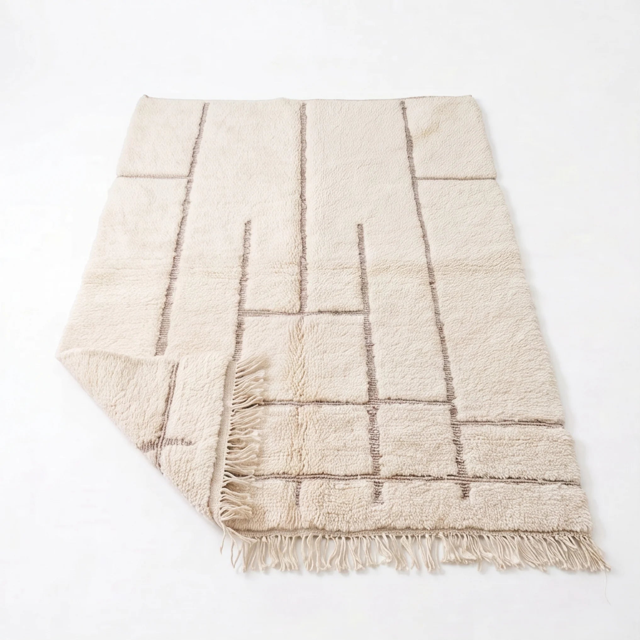 Tapis Béni Ouarain écru graphique vertical 150x240 cm