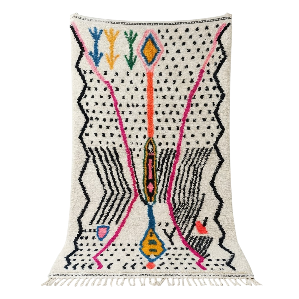 Tapis Azilal coloré à pois Noirs