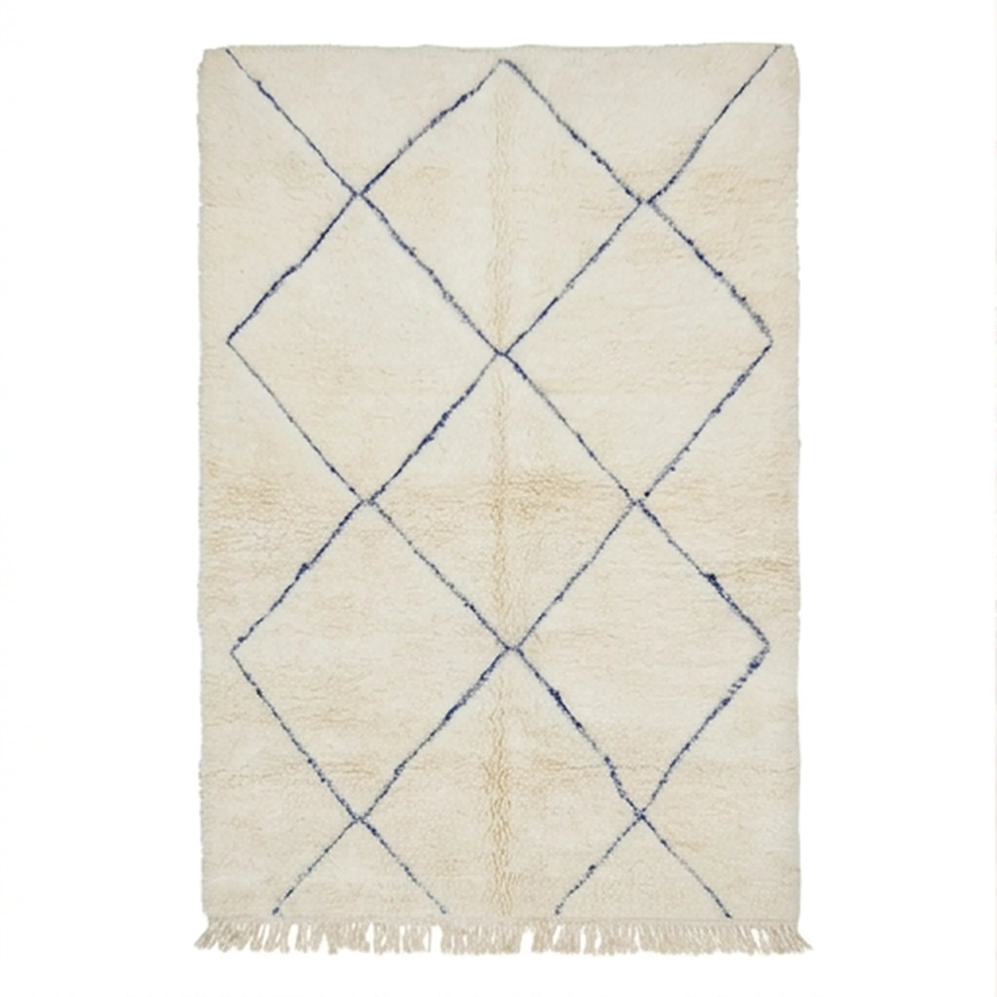 Tapis Béni Ouarain écru minimaliste, vue de dessus