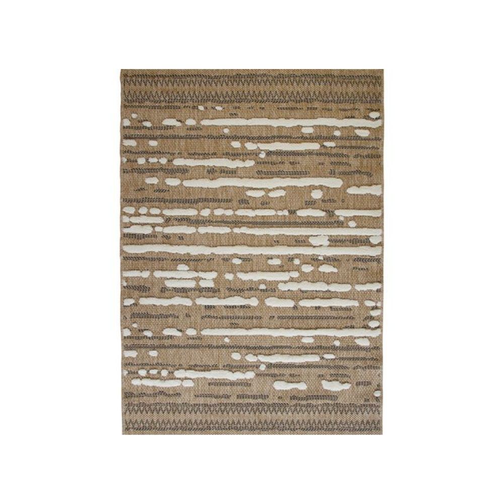 Tapis jute en relief blanc et noir