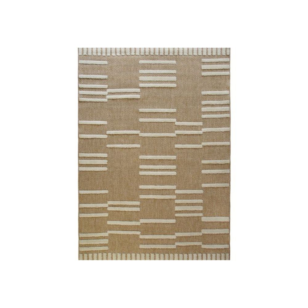 Tapis en jute beige en relief blanc