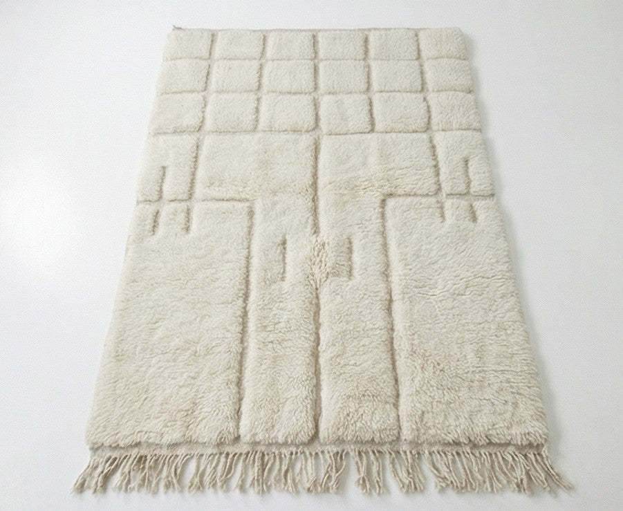 Petit tapis marocain graphique blanc