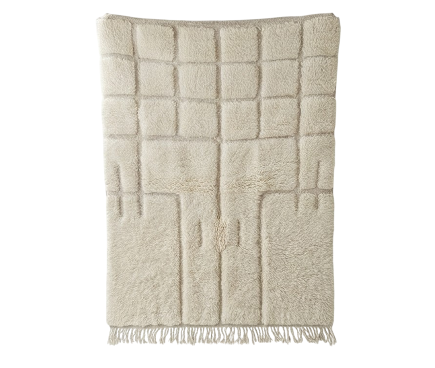 Petit tapis marocain graphique blanc