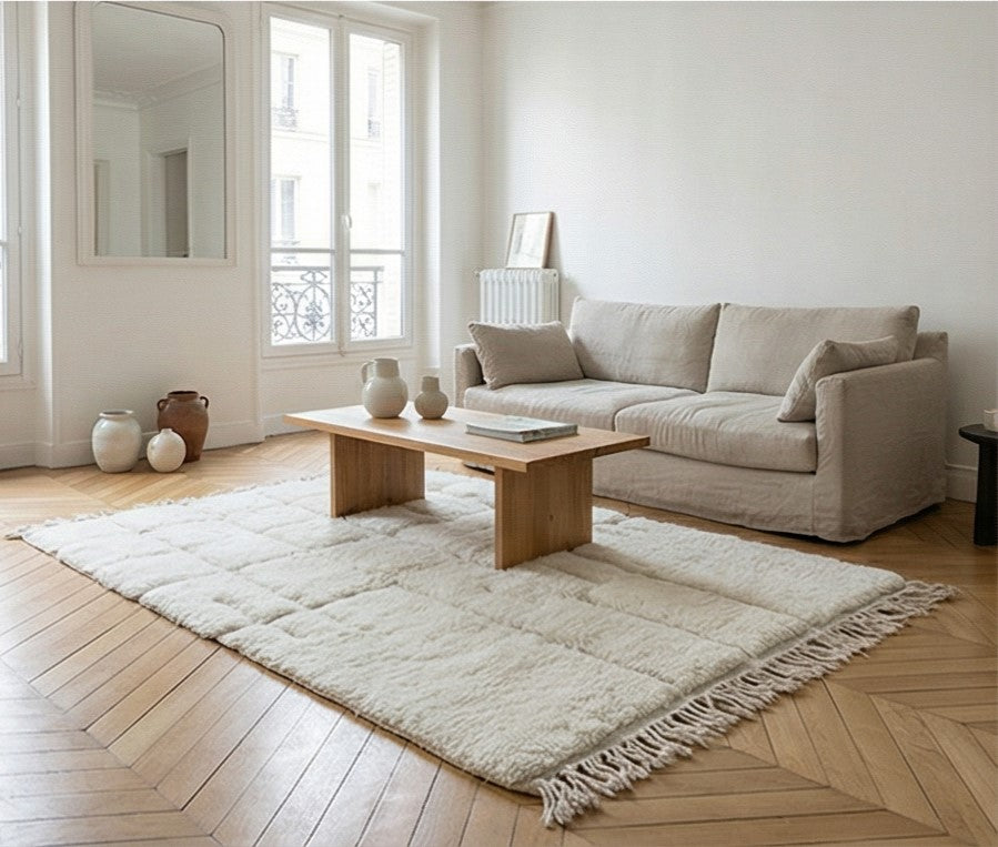 Petit tapis marocain graphique blanc