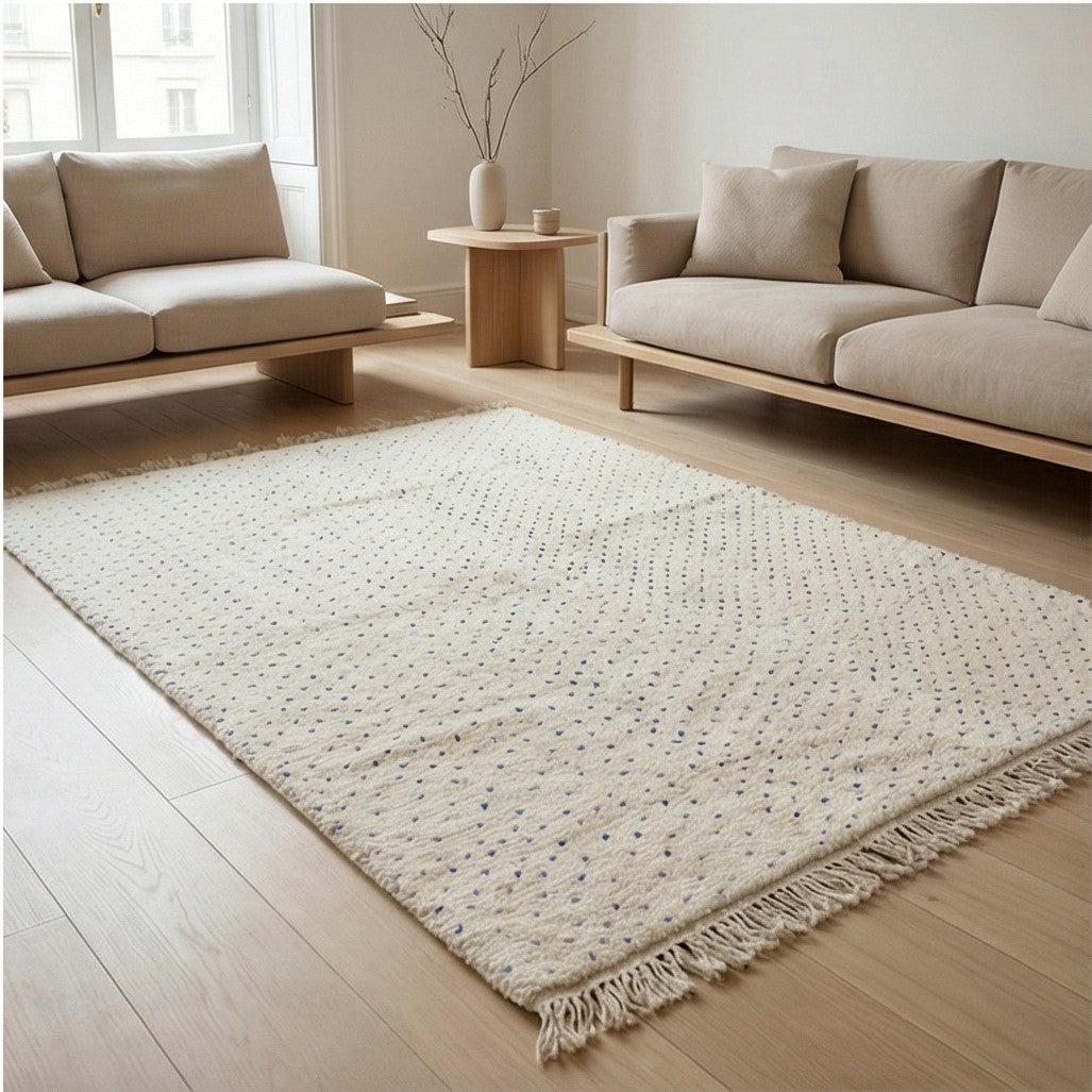 Grand Tapis Berbère Pois Bleu 240x300 cm