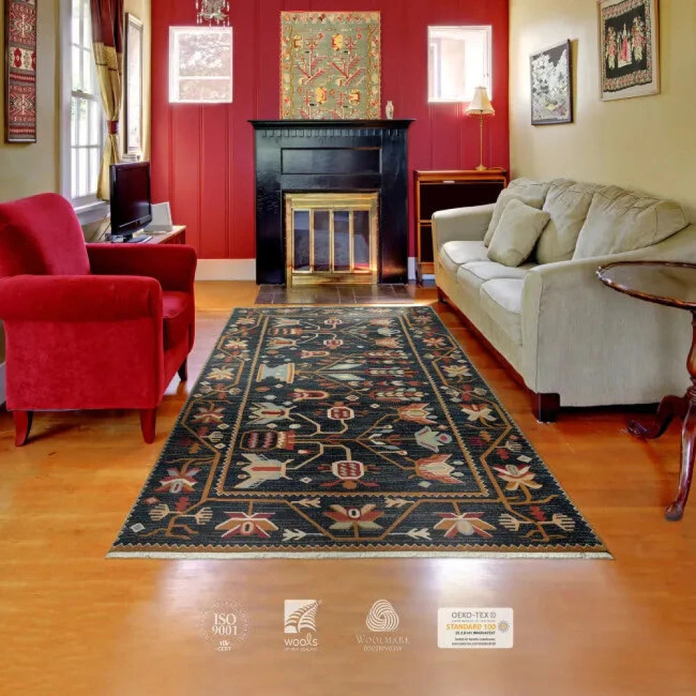 Tapis persan floral noir