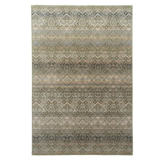 Tapis oriental vert et beige style vintage - Laine