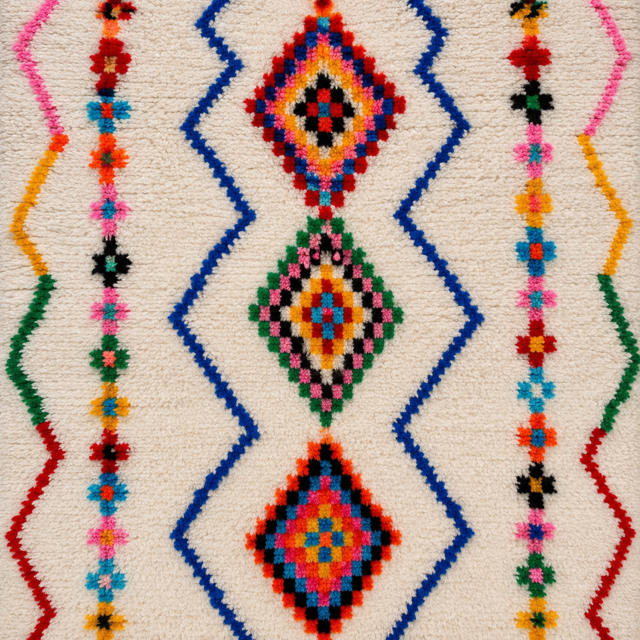 Tapis Azilal losanges et zigzags multicolores