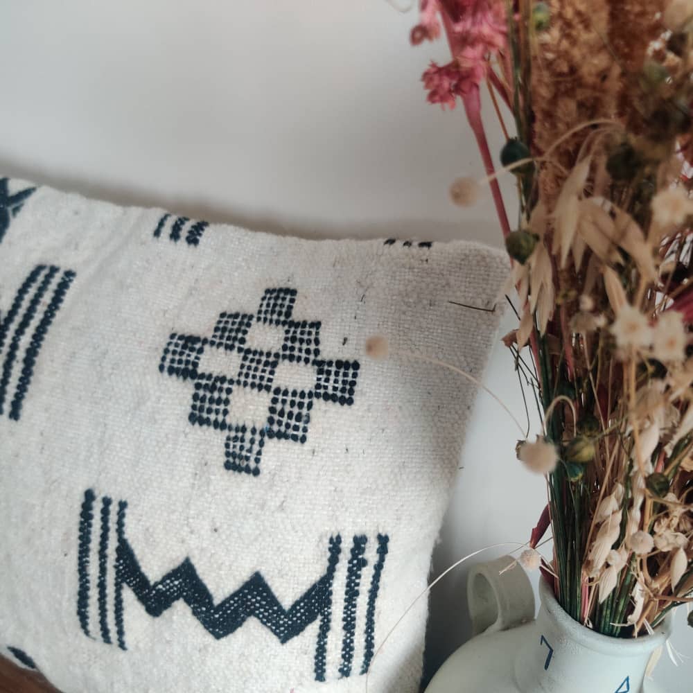 Coussin kilim Géo Noir & Blanc | MAZIR Décoration
