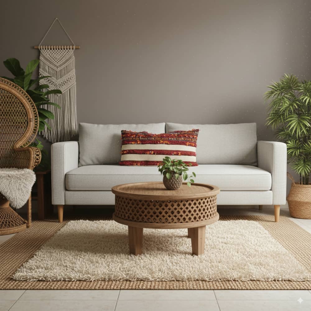 Coussin marocain Handira rouge et Blanc | MAZIR