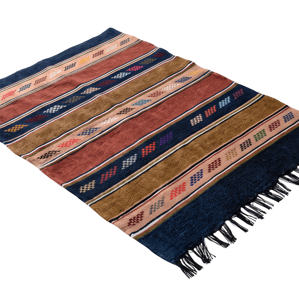 Tapis berbère bleu marine et terracotta 105x155 cm