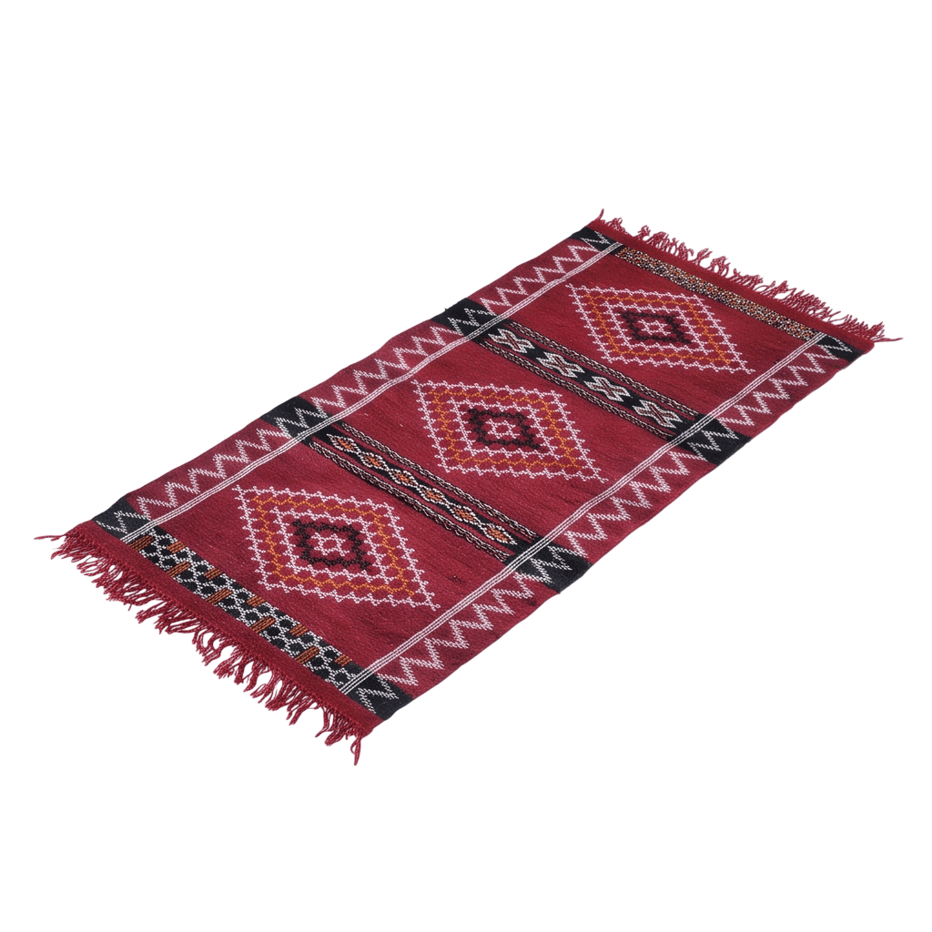 Tapis Kilim rouge médaillons losanges