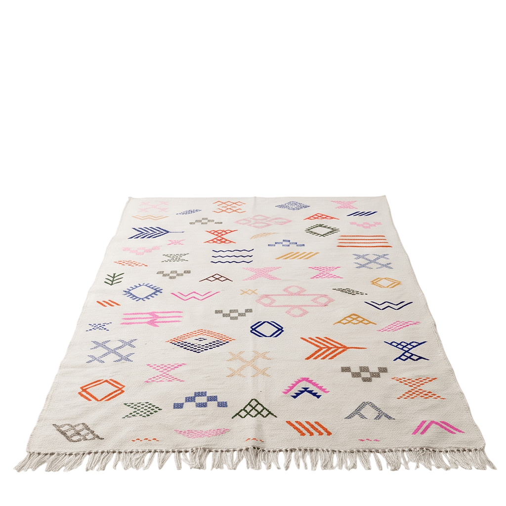 Tapis berbère kilim symboles fluo