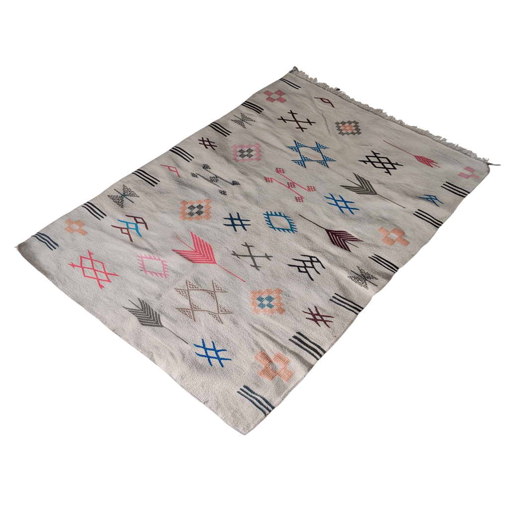 Tapis berbère symboles épars écru 105x170 cm
