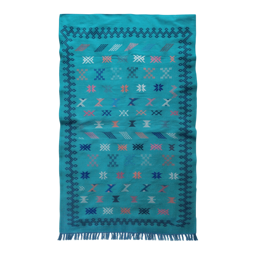 Tapis berbère bleu turquoise kilim 95x160 cm