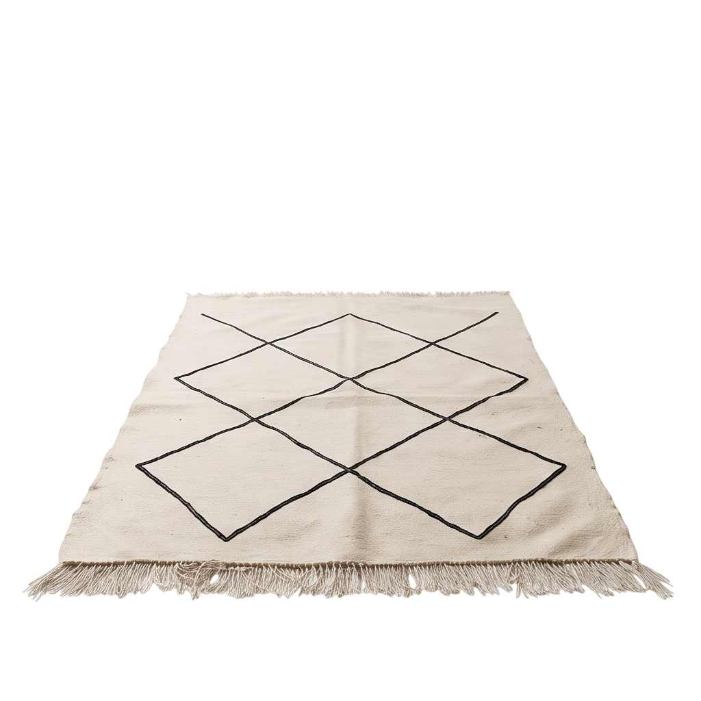Tapis berbère minimaliste écru et noir 105x140 cm