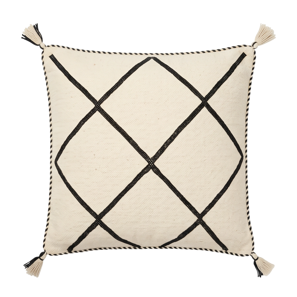 Coussin Kilim berbère blanc et noir