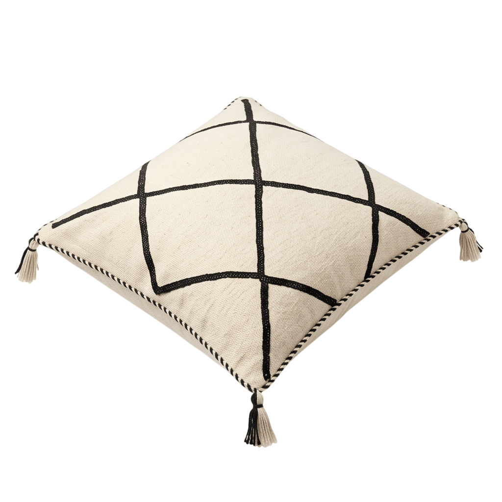 Coussin Kilim berbère blanc et noir