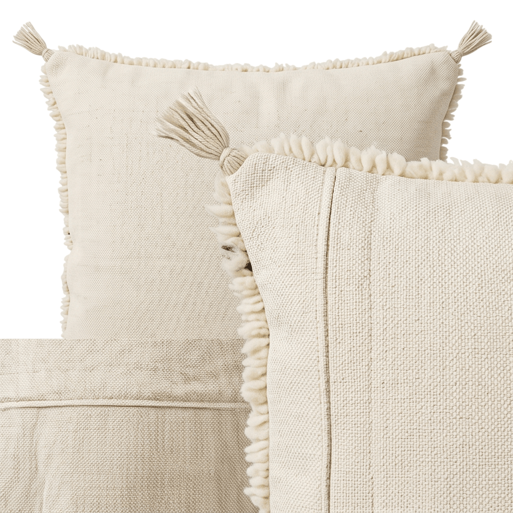 Coussin Béni Ouarain blanc et noir à losanges