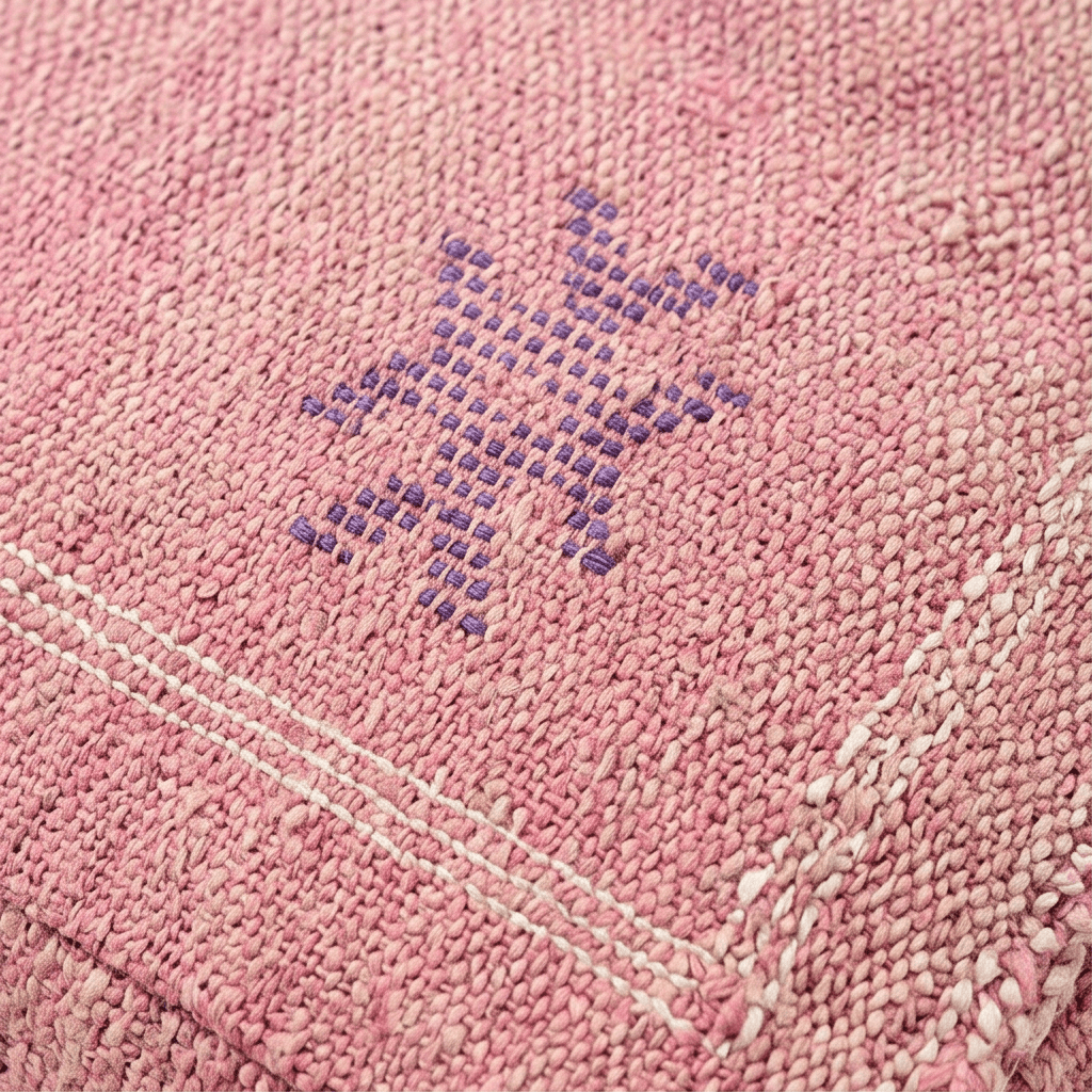 Coussin Cactus Soie rose à motifs violets