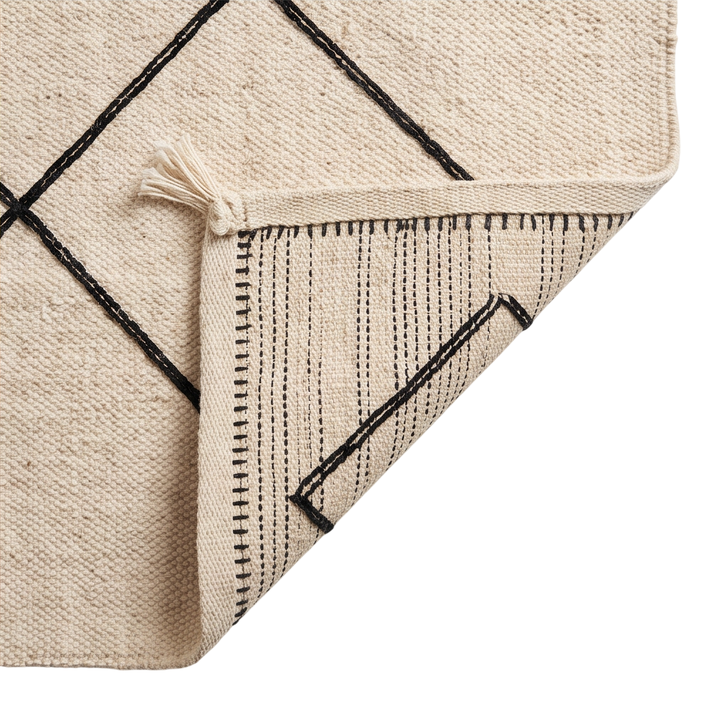 Tapis berbère minimaliste écru et noir 105x140 cm