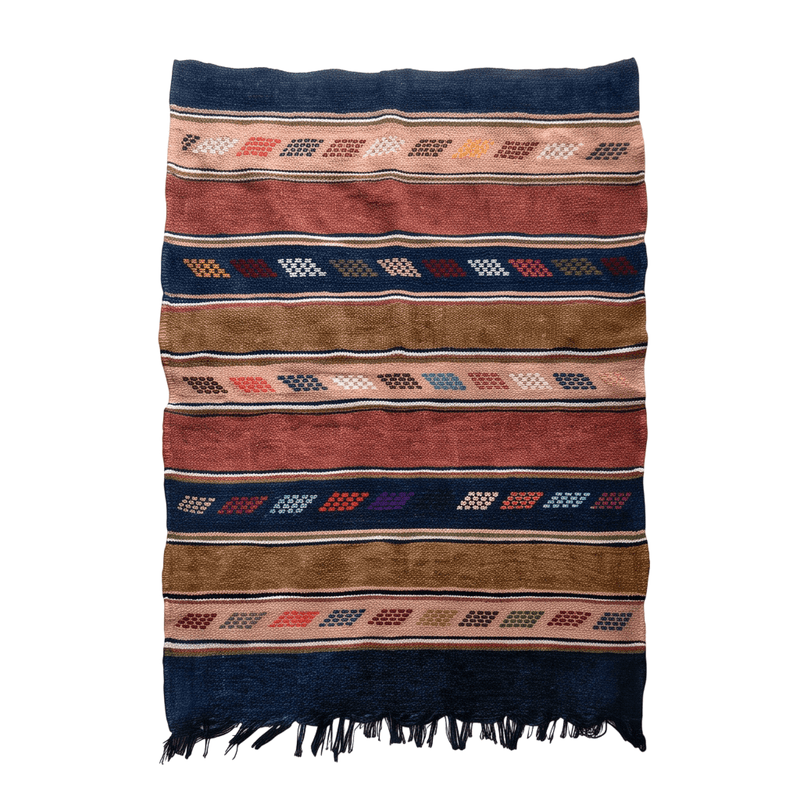 Tapis berbère bleu marine et terracotta 105x155 cm