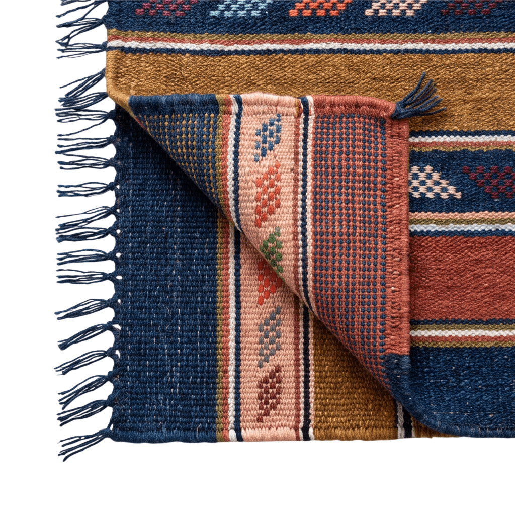 Tapis berbère bleu marine et terracotta 105x155 cm