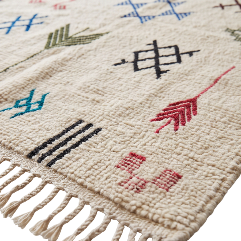 Tapis berbère symboles épars écru 105x170 cm