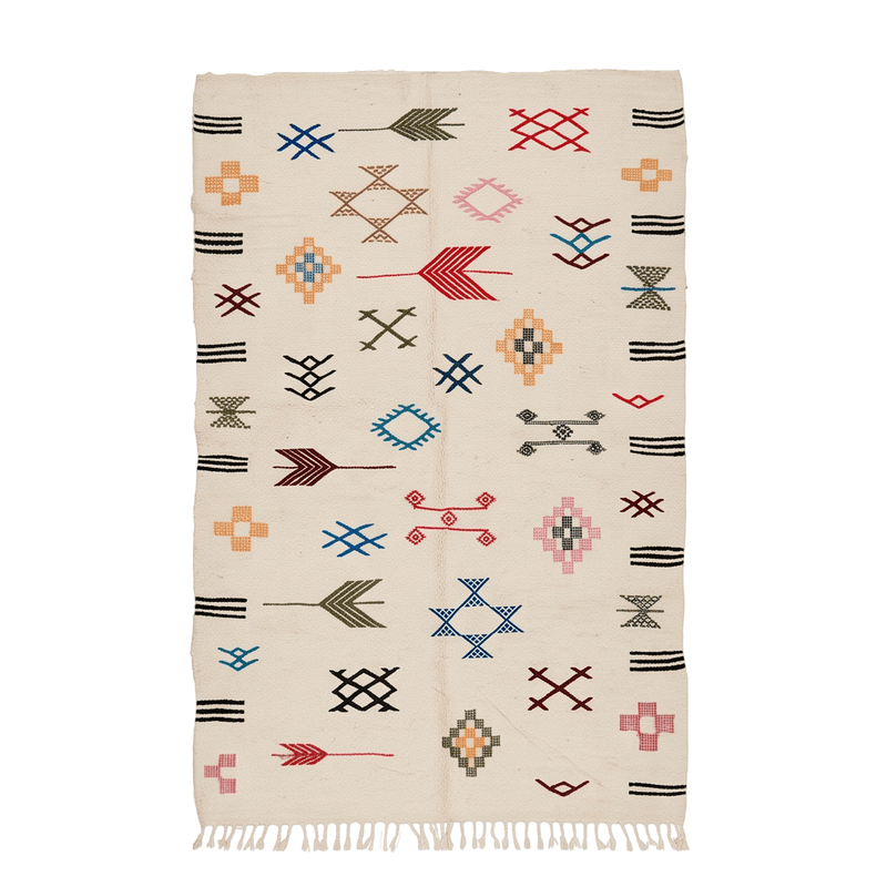 Tapis berbère symboles épars écru 105x170 cm