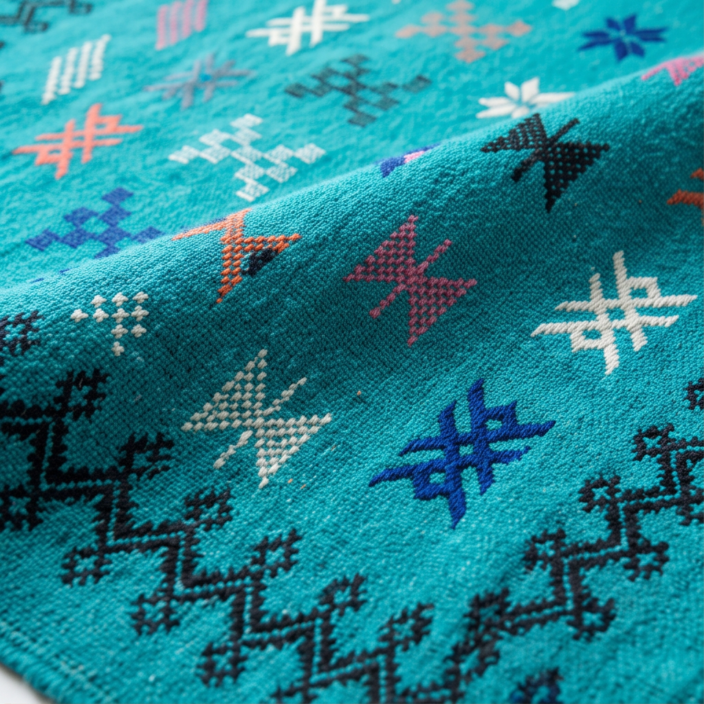Tapis berbère bleu turquoise kilim 95x160 cm