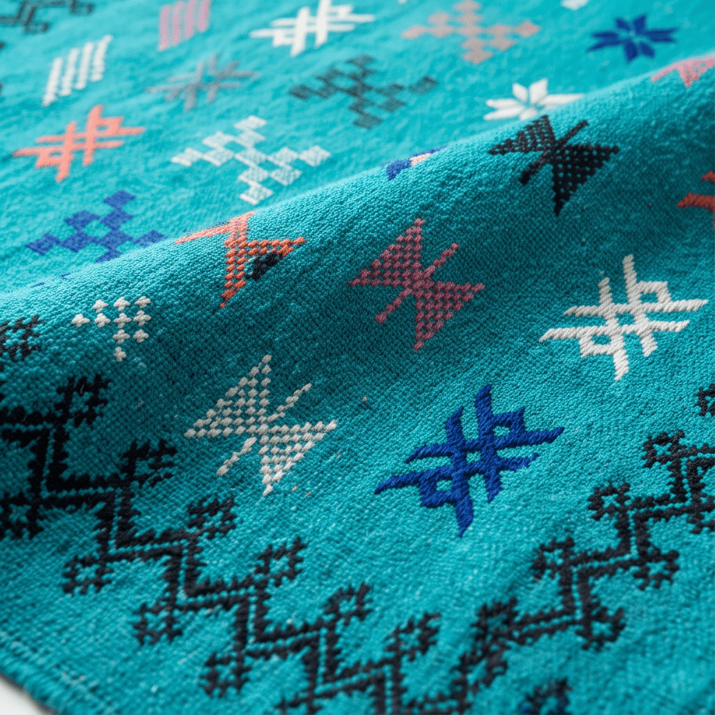 Tapis berbère bleu turquoise kilim 95x160 cm