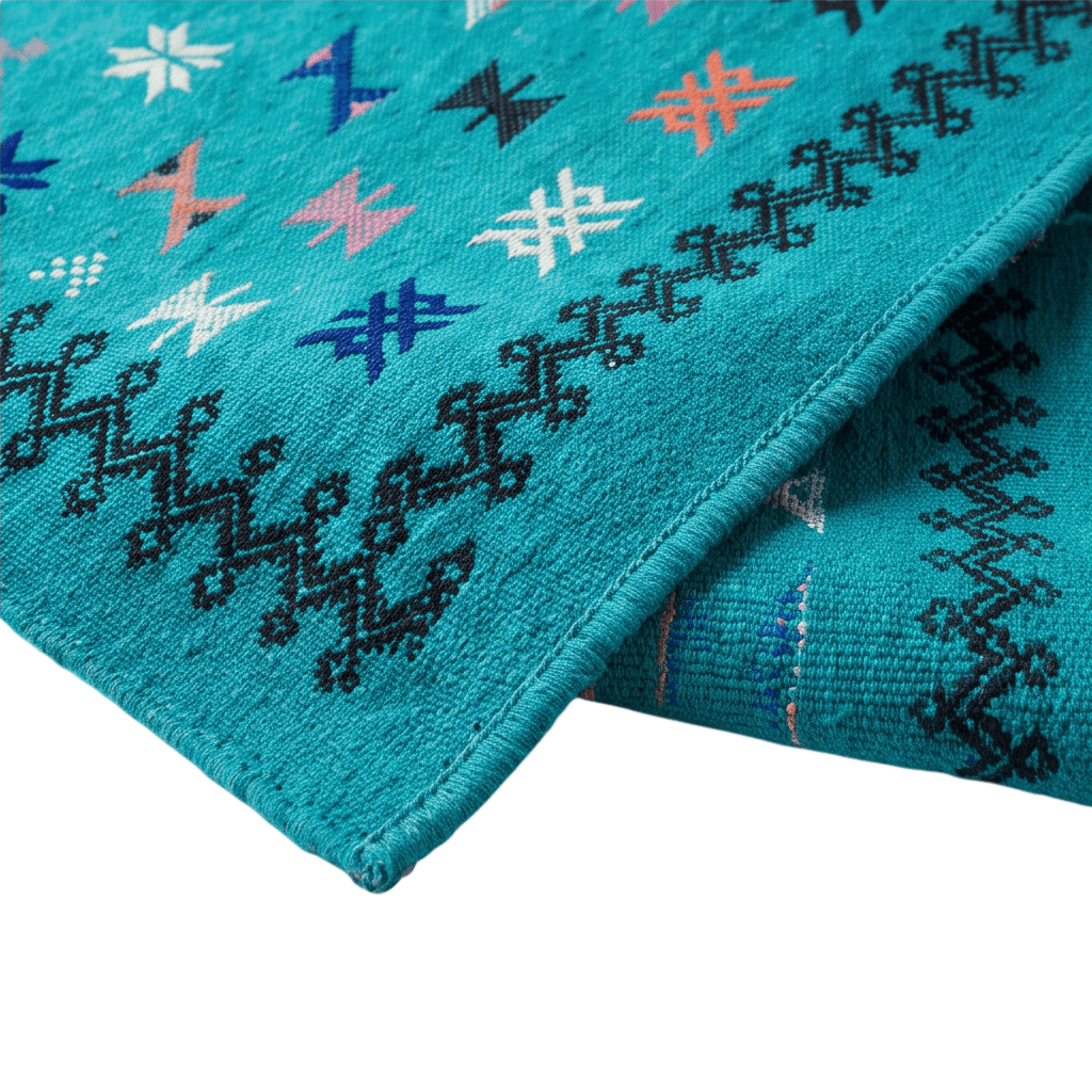 Tapis berbère bleu turquoise kilim 95x160 cm