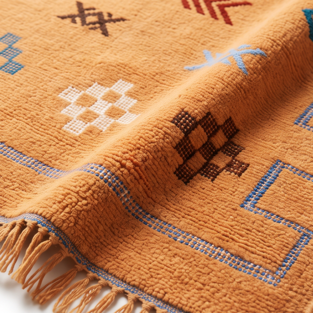 Tapis berbère abricot bordure clé grecque 120x180 cm