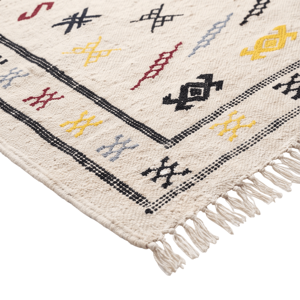Tapis berbère blanc médaillon central 100x160 cm