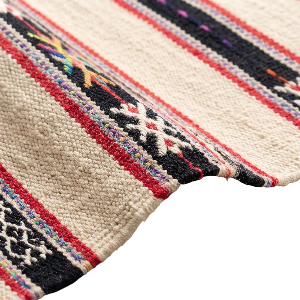 Tapis berbère écru à rayures multicolores