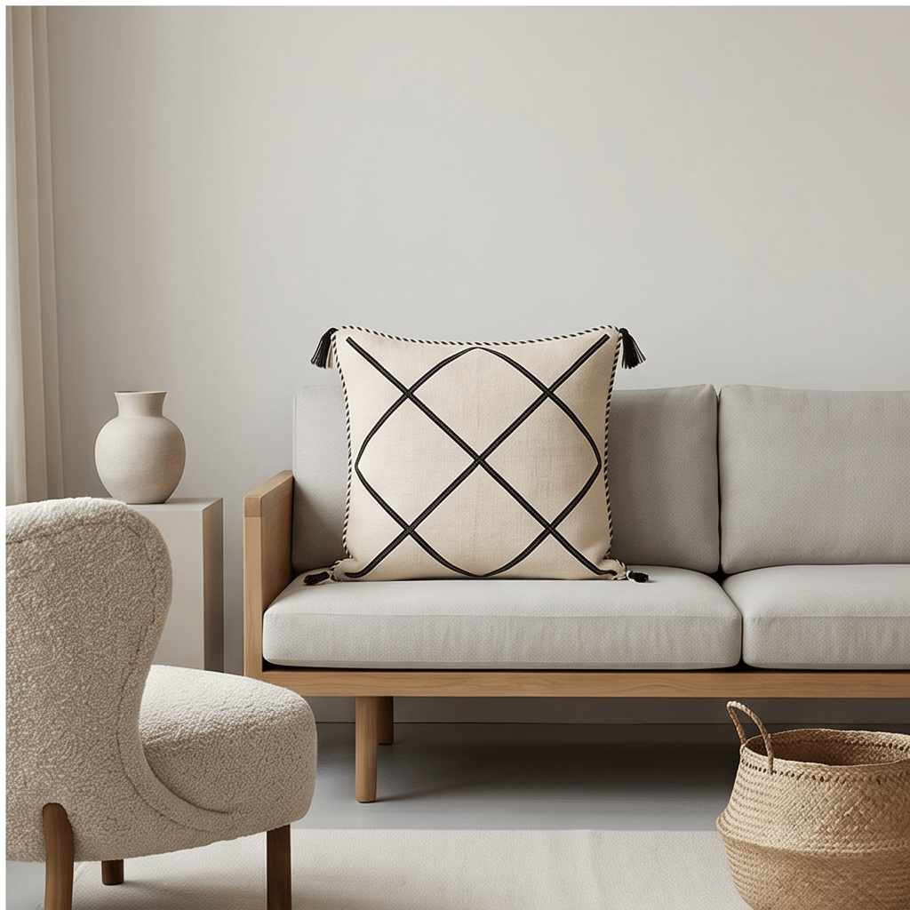 Coussin Kilim berbère blanc et noir