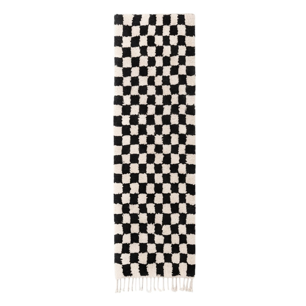 Tapis couloir berbère damier noir - Sur mesure
