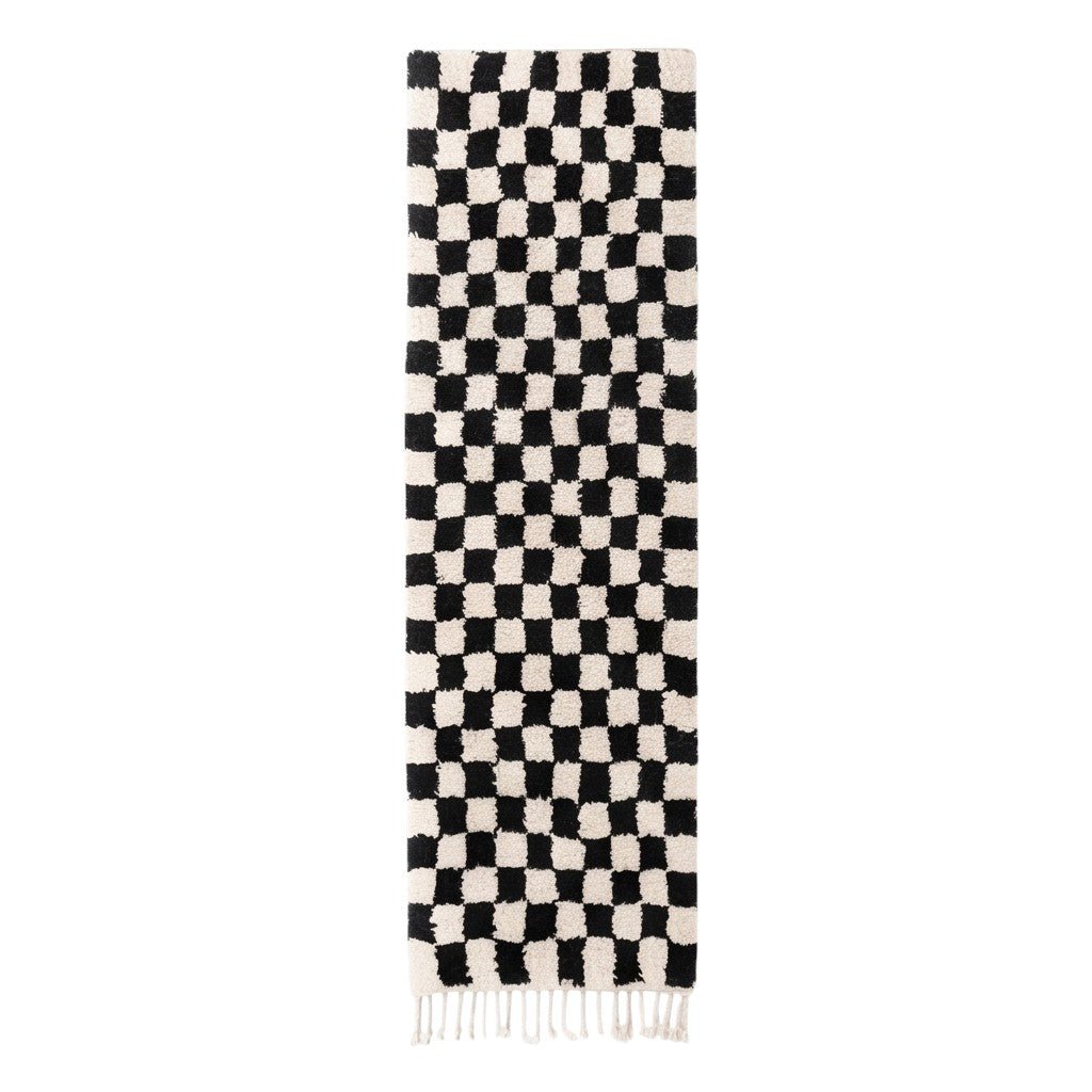 Tapis couloir berbère damier noir - Sur mesure
