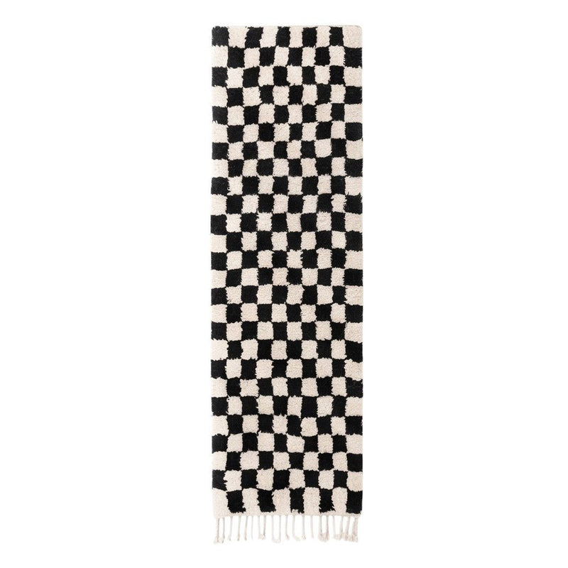 Tapis couloir berbère damier noir - Sur mesure