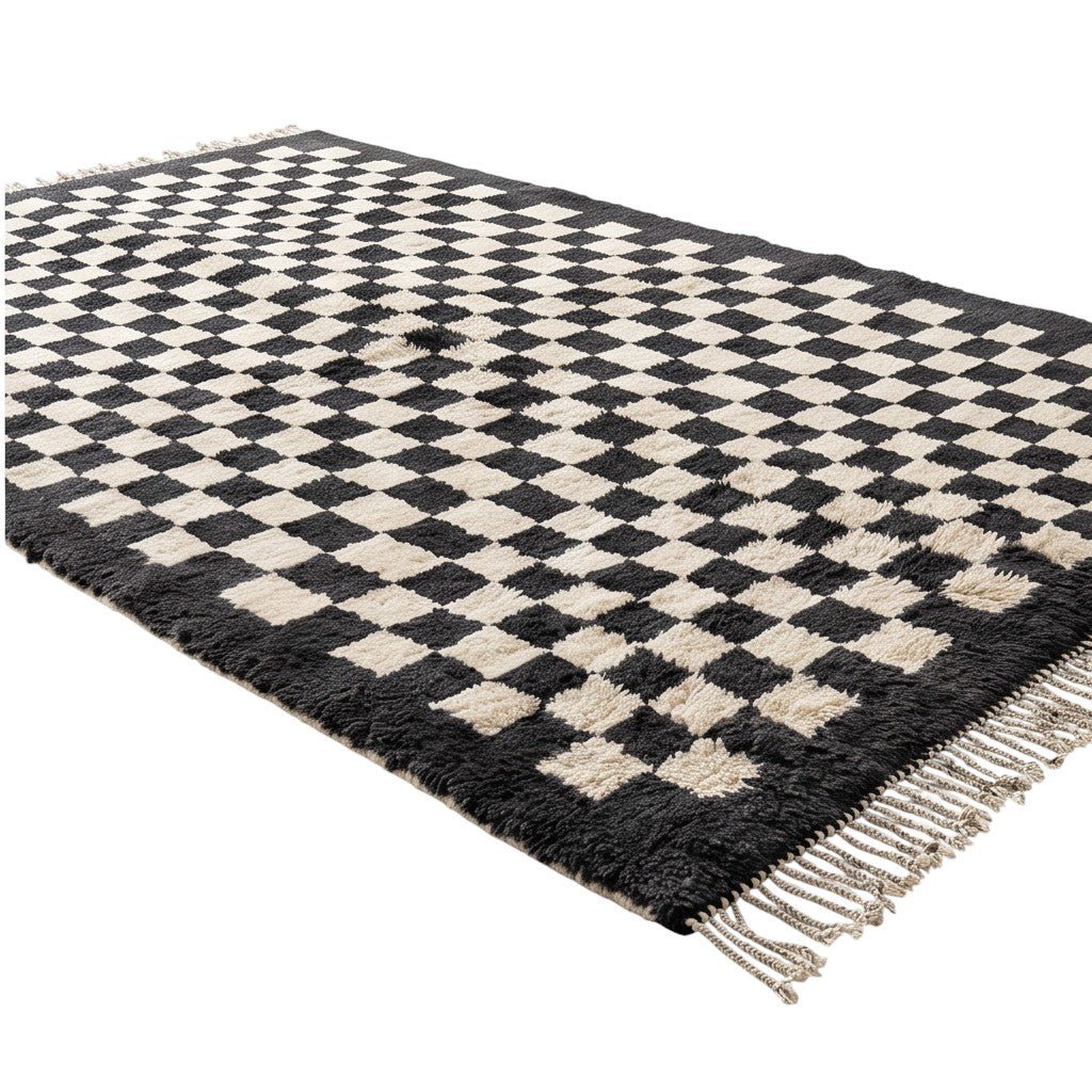 Tapis berbère noir damier - Sur mesure