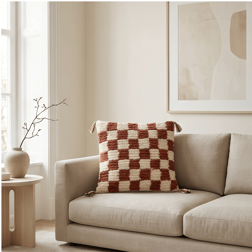 Coussin berbère damier marron