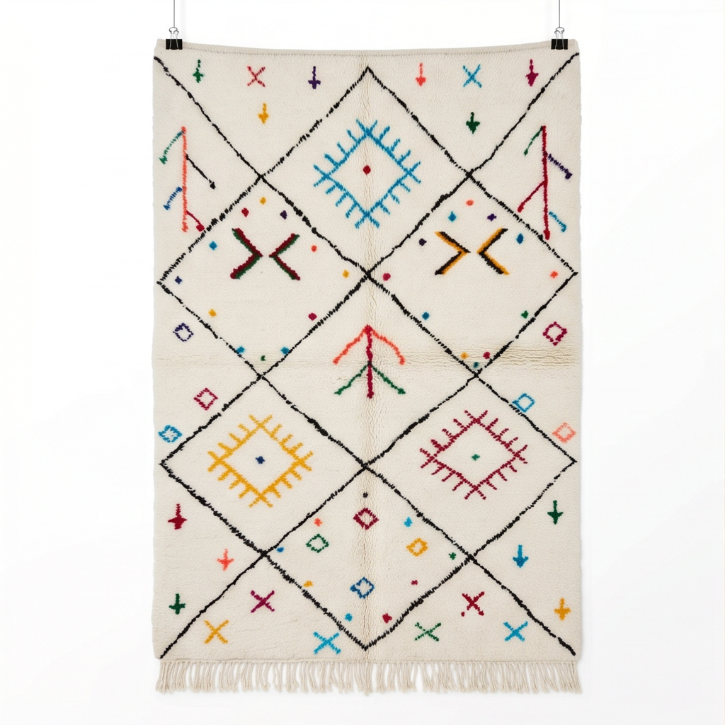 Tapis berbère symboles berbères multicolores