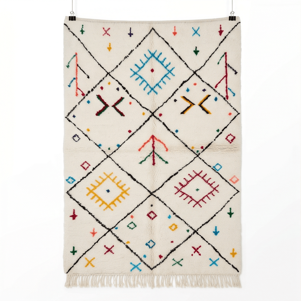Tapis berbère symboles berbères multicolores
