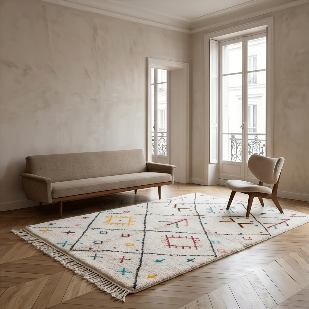 Tapis berbère symboles berbères multicolores