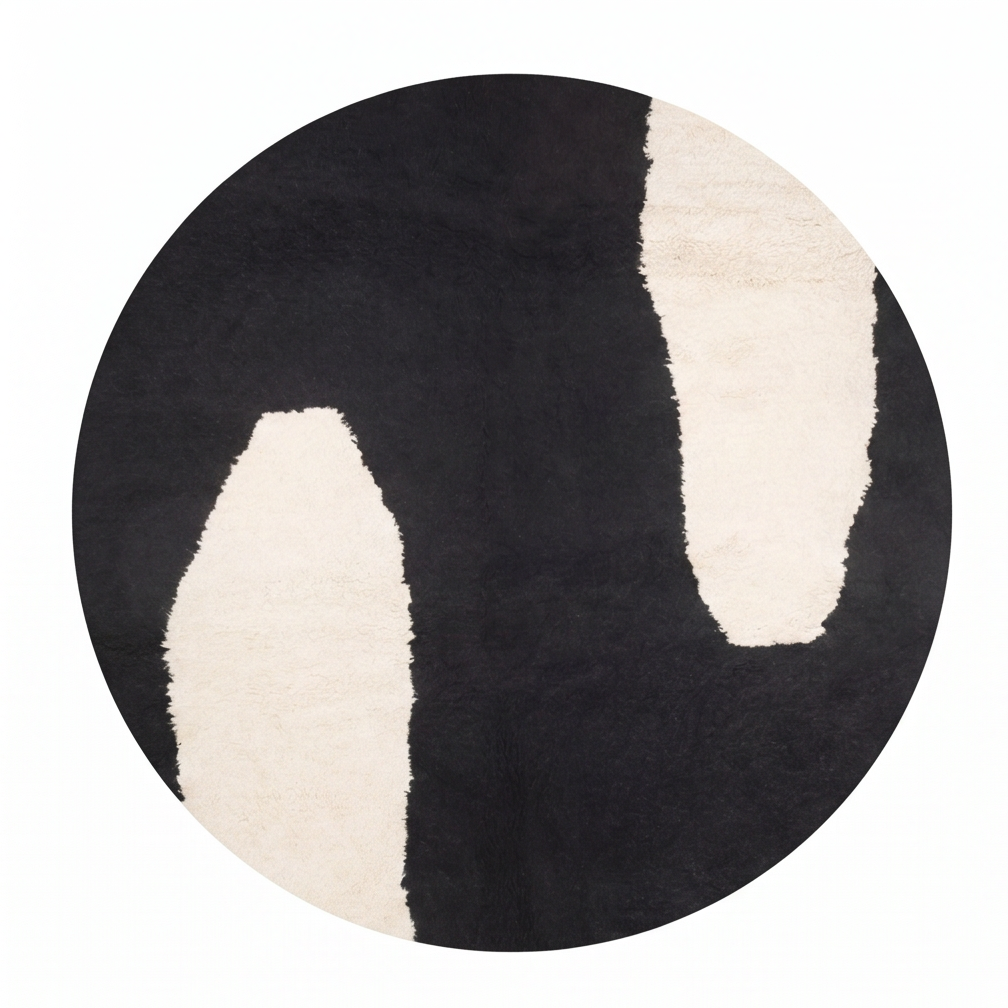 Tapis berbère rond noir écru - Sur mesure